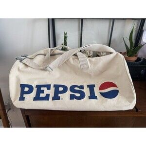 Vintage 1980's Pepsi Cola Duffle Bag Heavy Duty Canvas Large Luggage Bag NICE